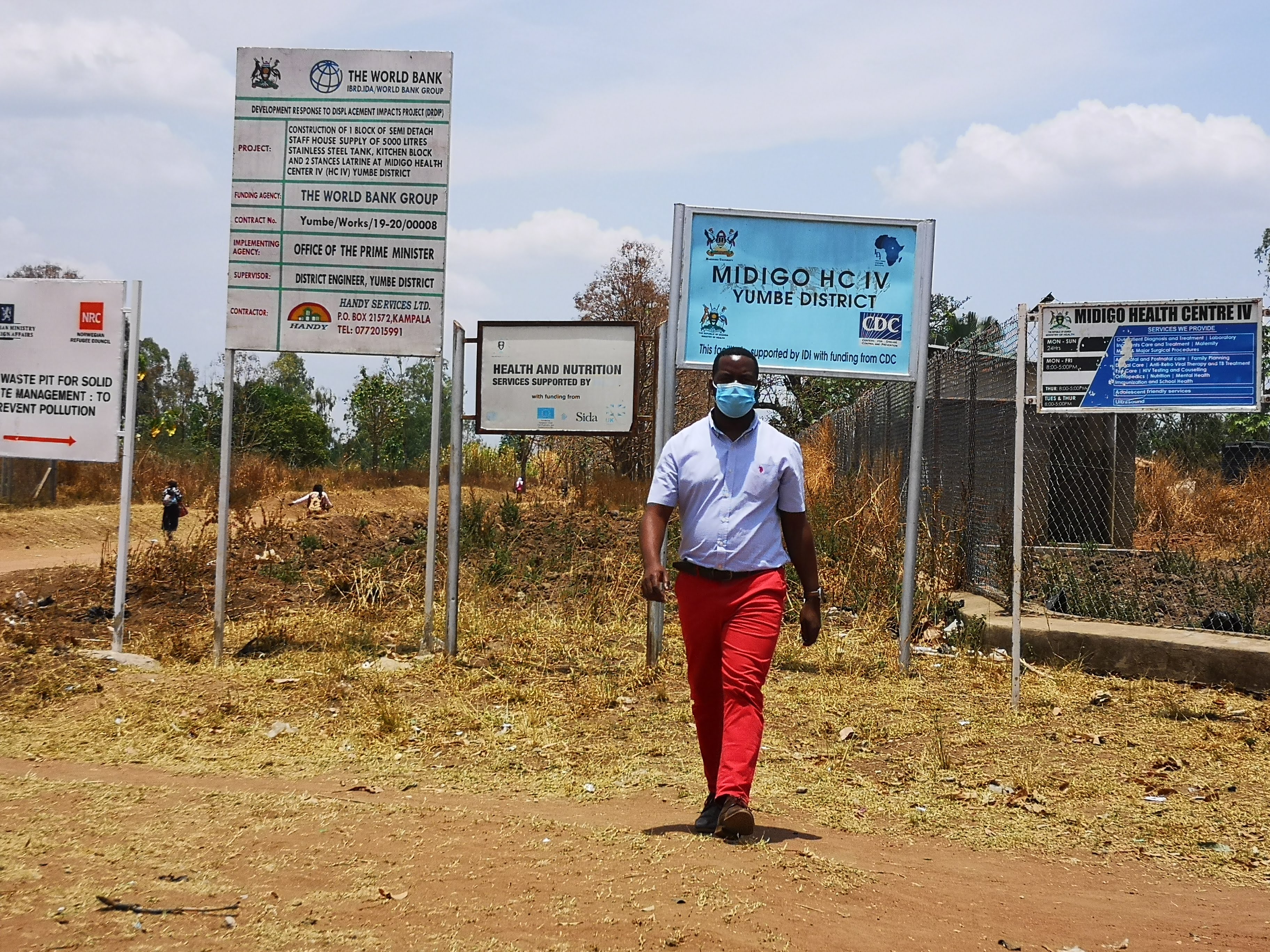 Brian Ssennoga at Midigo Health Centre IV, Yumbe District — development sector field work